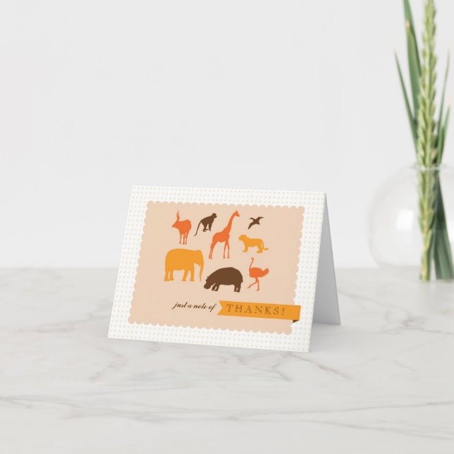 Elegant Safari Animals Baby Shower Thank You Card (Front)