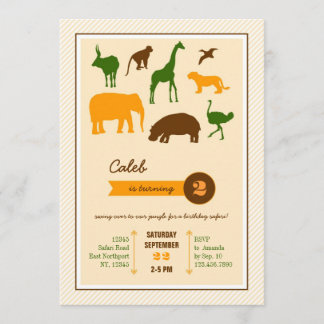 Elegant Safari Animals Birthday Invitation