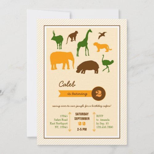 Elegant Safari Animals Birthday Invitation