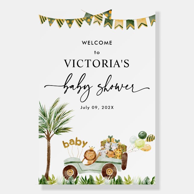 Elegant Safari Baby Shower Welcome Sign (Front)