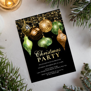 Elegant Safari Gold Ornament Christmas Party Foil Invitation