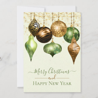 Elegant Safari Gold Ornament Merry Christmas Card