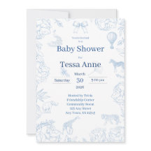 Elegant Safari in Blue Baby Shower Invitation