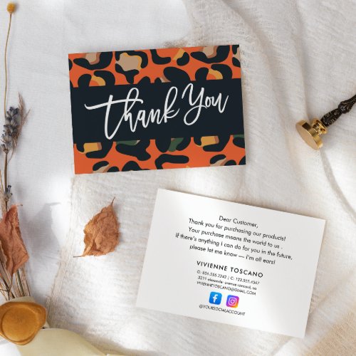 Elegant Safari Thank you for your purchase  Enclosure Card