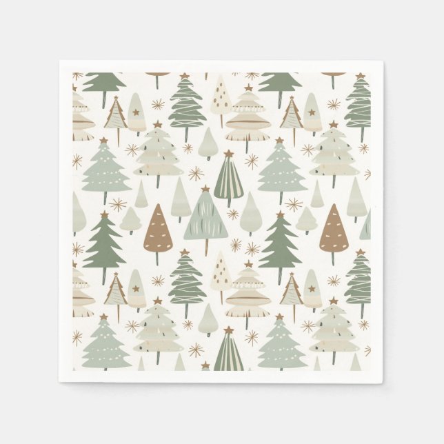 Elegant Saga green Christmas Trees  pattern Napkins (Front)