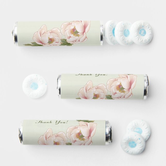 Elegant Sage and Blush Peony Floral Wedding Breath Savers® Mints (Assorted)