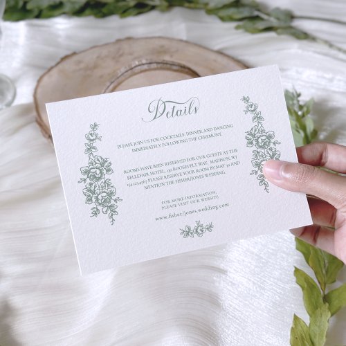 Elegant Sage Baroque Roses Wedding