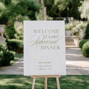 Elegant Sage & Beige Rehearsal Dinner Welcome Foam Board