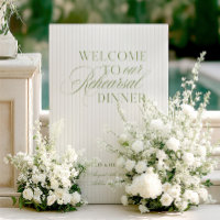 Elegant Sage & Beige Rehearsal Dinner Welcome Sign