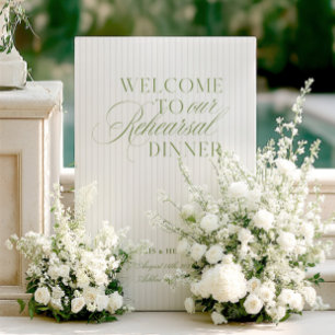 Elegant Sage & Beige Rehearsal Dinner Welcome Sign
