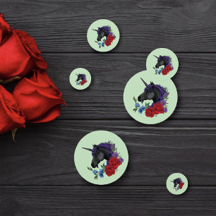 Elegant Sage Black Unicorn Floral Fantasy Wedding Confetti