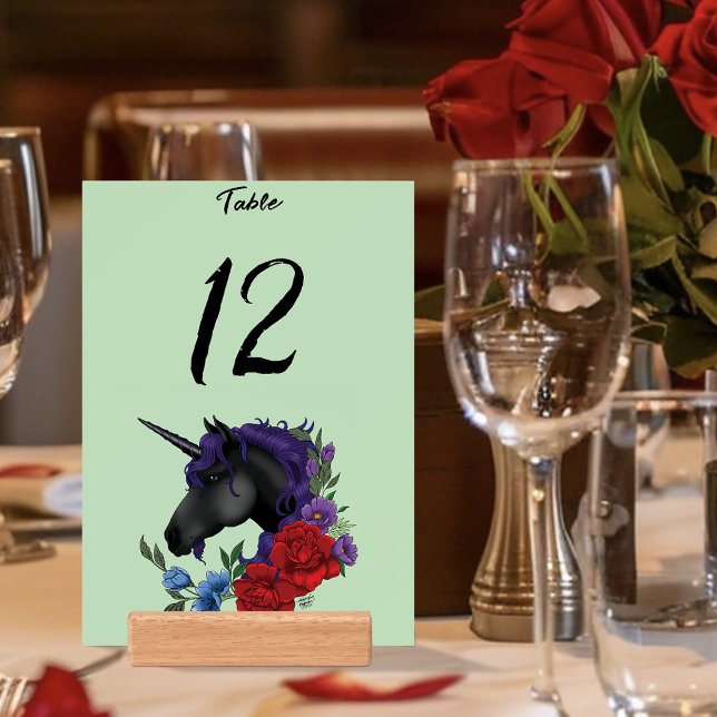 Elegant Sage Black Unicorn Floral Fantasy Wedding Holder (Creator Uploaded)