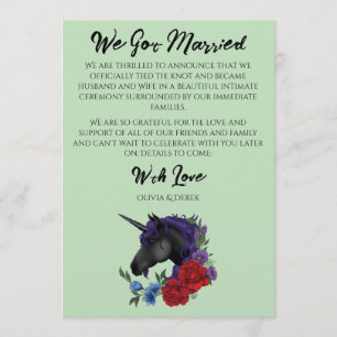 Elegant Sage Black Unicorn Floral Fantasy Wedding Invitation