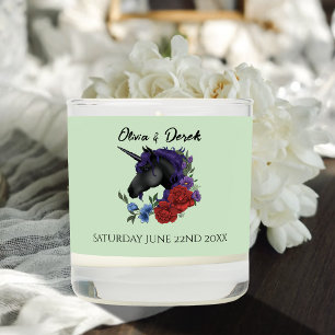 Elegant Sage Black Unicorn Floral Fantasy Wedding Scented Candle