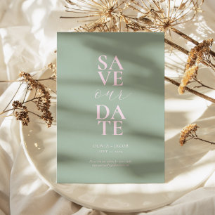 Elegant Sage Blush Pink Minimalist Wedding Save The Date