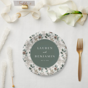 Elegant Sage Botanical Paper Plates