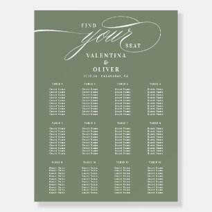 Elegant Sage Calligraphy Wedding Seating Chart  Foam Board