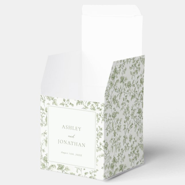 Elegant Sage Chinoiserie Wedding Favor Boxes (Opened)
