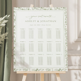 Elegant Sage Chinoiserie Wedding Seating Chart Foam Board