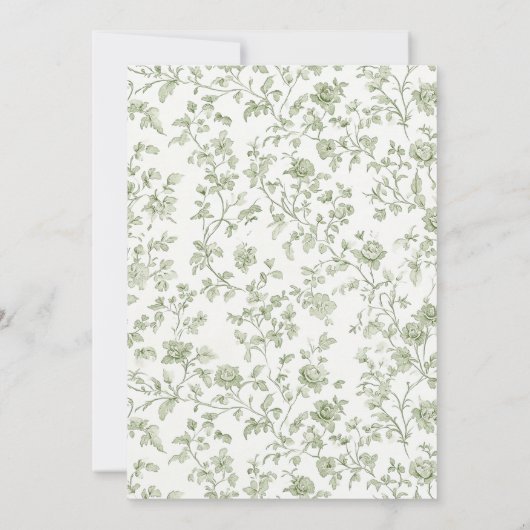 Elegant Sage Chinoiserie Wedding Table Number (Back)