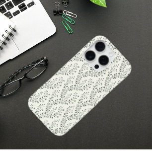 Elegant Sage Cream Minimalist Boho Floral Pattern iPhone 16 Pro Case