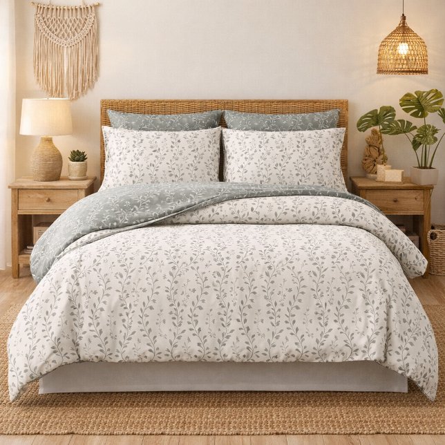 Elegant Sage Cream Minimalist Boho Floral Pattern Pillow Case (Creator Uploaded)