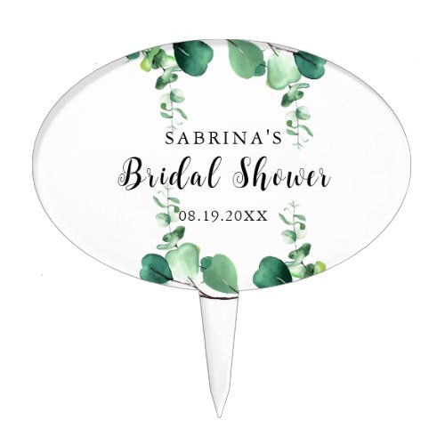 Elegant Sage  Emeral Green  Bridal Shower   Cake Topper