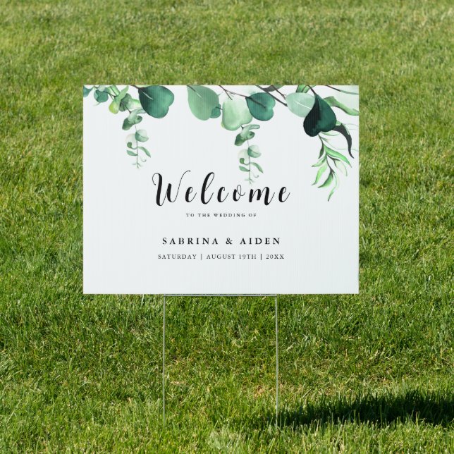 Elegant Sage |  Emerald Green Wedding Welcome Sign (Insitu)