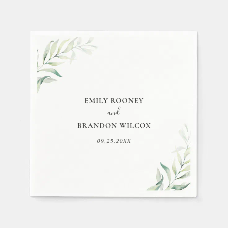 Elegant Sage Eucalyptus Greenery Wedding Napkins Zazzle