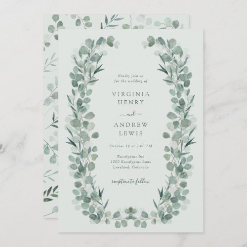 Elegant Sage Eucalyptus Wedding Invitation