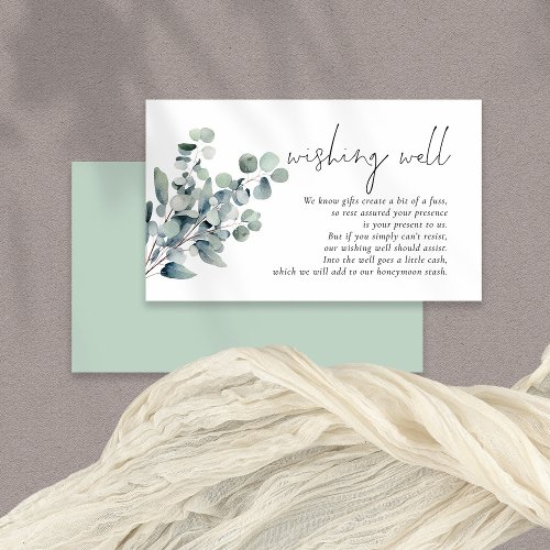 Elegant Sage Eucalyptus Wedding Wishing Well Enclosure Card
