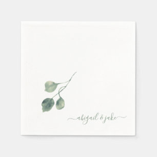 Elegant Sage Foliage Names Wedding Napkins