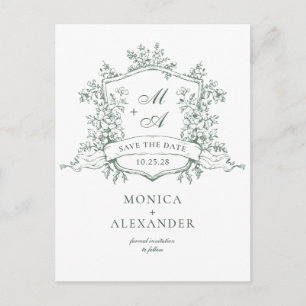 Elegant Sage French Garden Wedding Save the Date Postcard