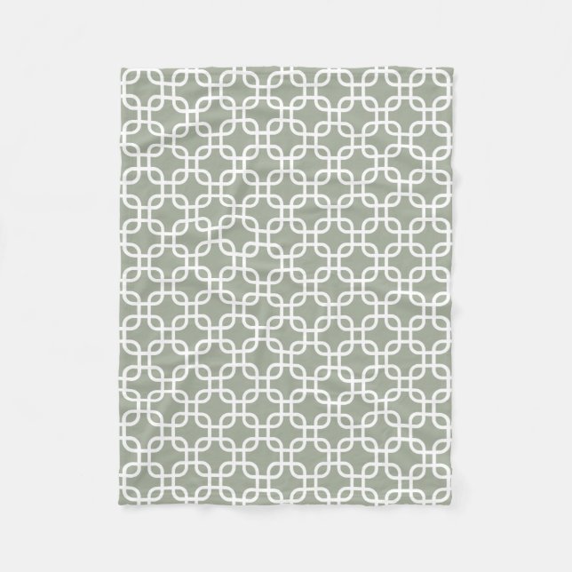 Elegant Sage Geometric Links Fleece Blanket (Front)