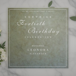 Elegant Sage Gold ANY Surprise Birthday Party Invitation