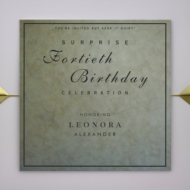 Elegant Sage Gold ANY Surprise Birthday Party Invitation (Creator Uploaded)