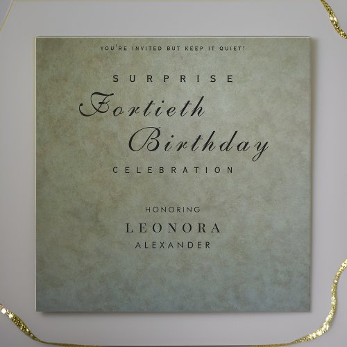 Elegant Sage Gold ANY Surprise Birthday Party Invitation