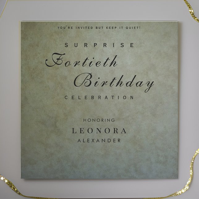 Elegant Sage Gold ANY Surprise Birthday Party Invitation (Creator Uploaded)