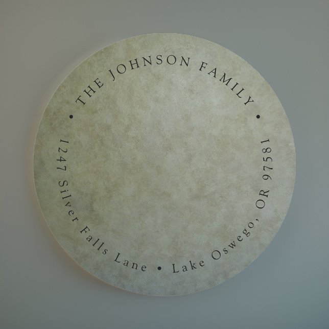 Elegant Sage Gold Return Address Classic Round Sticker (Creator Uploaded)