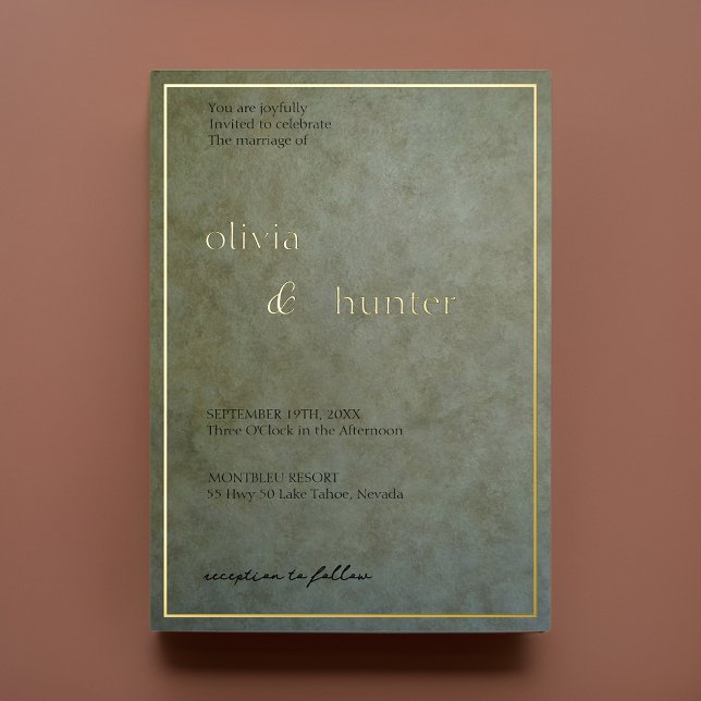 Elegant Sage Gold Wedding Foil Invitation (Creator Uploaded)
