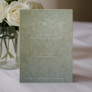 Elegant Sage Gold Wedding Save the Date Card