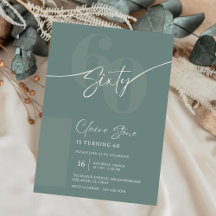 Elegant Sage Gray 60th Birthday Invitation