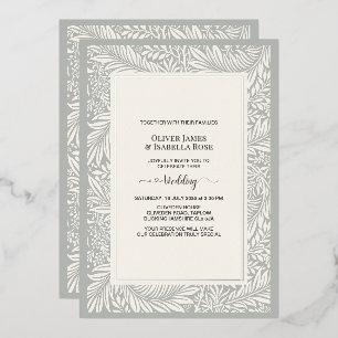 Elegant Sage Gray & Soft Ivory Wedding Invitation Foil Invitation