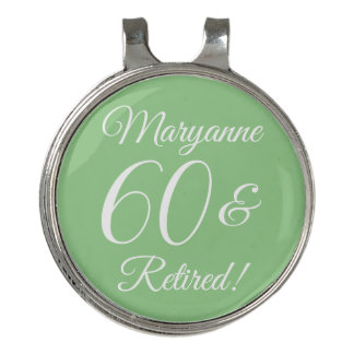 Elegant Sage Green 60 & Retired Retirement Party Golf Hat Clip