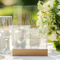 Elegant Sage Green Acrylic Wedding Bar Menu Sign