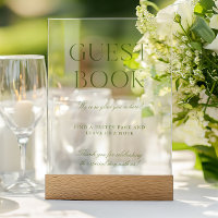 Elegant Sage Green Acrylic Wedding Guest Book Sign