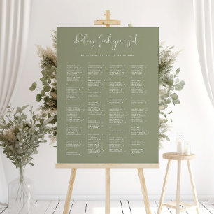Elegant Sage Green Alphabetical Seating Chart Sign