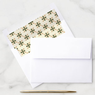 Elegant Sage Green and Beige Geometric Floral Envelope Liner