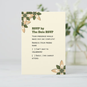 Elegant Sage Green and Beige Geometric Floral RSVP Card