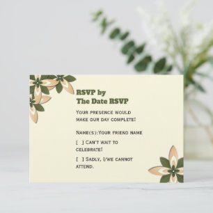 Elegant Sage Green and Beige Geometric Floral RSVP Card